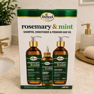 Set of 3 Difeel Rosemary Mint Shampoo Conditioner Liter Hair Oil 8oz Dry Scalp